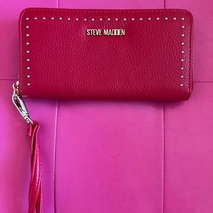 Steve Madden Gold Studded Red Wallet